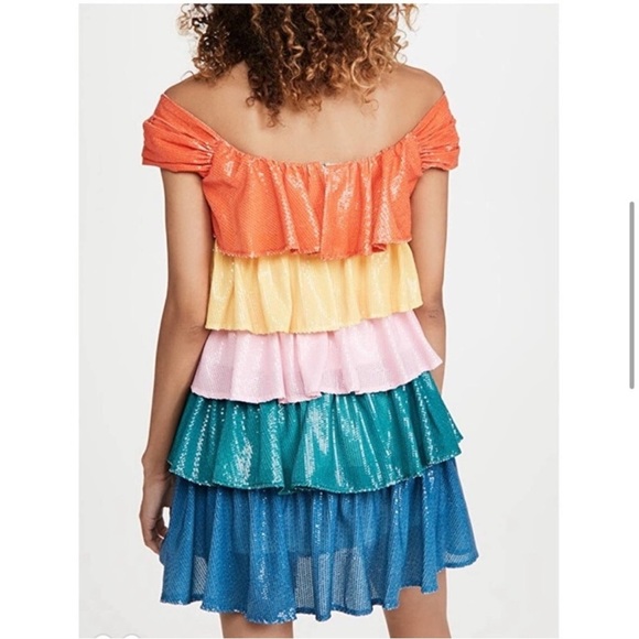 Olivia Rubin Clarissa Tiered Sequin Mini Dress Rainbow new with tags Size 12 - Picture 3 of 12